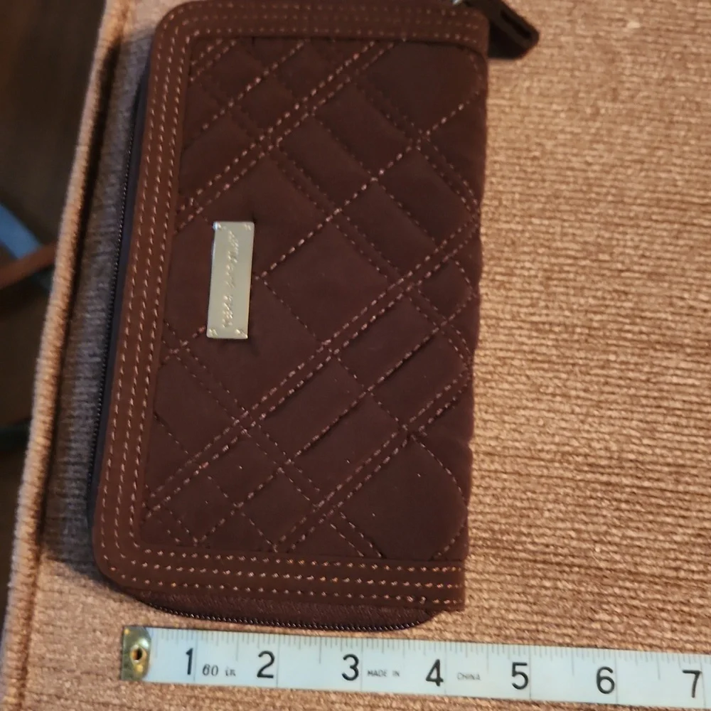 Vera Bradley Brown Suede Quilted Wallet - Picture 3 of 6